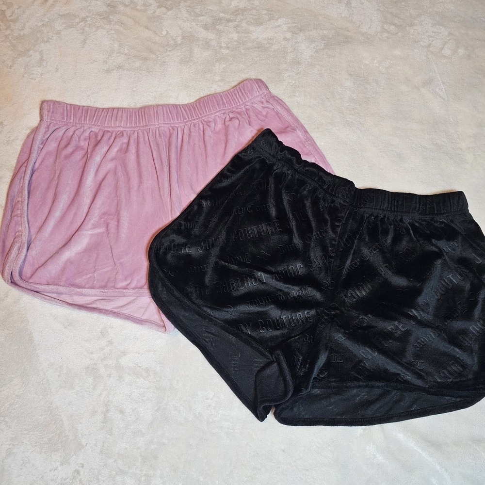 Juicy Couture Velour Sleep Shorts Set Of 2 Pink & Black Women's Size Large